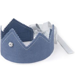 achetez Couronne en lin bleu denim et argenté Cotton&Sweets au meilleur prix en promo