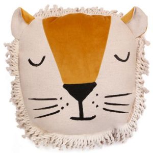 achetez Coussin Lion Farniente jaune (32 x 35 cm) Nobodinoz au meilleur prix en promo
