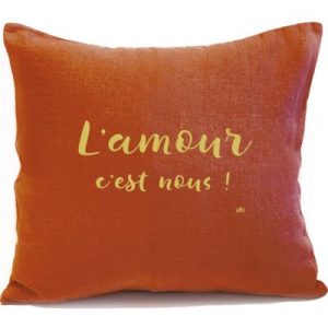 achetez Coussin en lin paprika personnalisable (45 x 45 cm) Mes Mots Déco au meilleur prix en promo