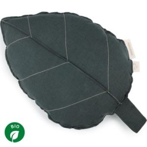 achetez Coussin feuille Lin français green blue (25 x 35 cm) Nobodinoz au meilleur prix en promo