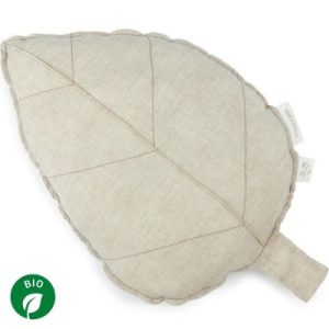 achetez Coussin feuille Lin français greige (25 x 35 cm) Nobodinoz au meilleur prix en promo