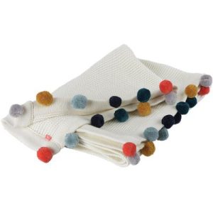 achetez Couverture en coton bio Pompons (80 x 100 cm) Kikadu au meilleur prix en promo