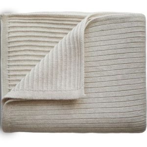 achetez Couverture en coton bio Ribbed Beige melange (80 x 100 cm) Mushie au meilleur prix en promo