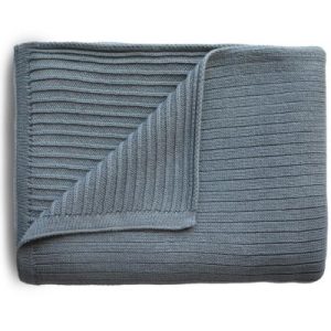 achetez Couverture en coton bio Ribbed Smoke (80 x 100 cm) Mushie au meilleur prix en promo