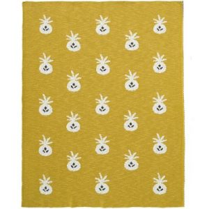 achetez Couverture en coton bio ananas moutarde (80 x 100 cm) Fresk au meilleur prix en promo