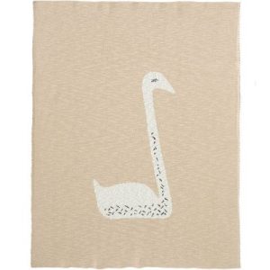 achetez Couverture en coton bio cygne pêche (80 x 100 cm) Fresk au meilleur prix en promo
