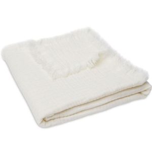 achetez Couverture en mousseline de coton bio Fringe Ivory (75 x 100 cm) Jollein au meilleur prix en promo