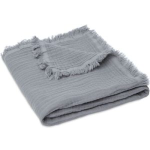 achetez Couverture en mousseline de coton bio Fringe Storm Grey (75 x 100 cm) Jollein au meilleur prix en promo
