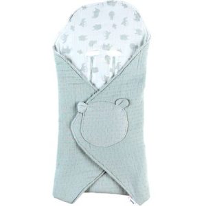 achetez Couverture nomade en mousseline de coton bio Safari sauge Noukie's au meilleur prix en promo