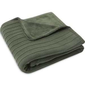 achetez Couverture polaire en coton bio Pure Knit Leaf Green (75 x 100 cm) Jollein au meilleur prix en promo