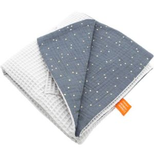 achetez Couverture réversible en nid d'abeille Gris (95 x 70 cm) L'oiseau bateau au meilleur prix en promo