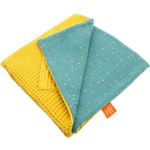 achetez Couverture réversible en nid d'abeille Moutarde personnalisable (95 x 70 cm) L'oiseau bateau au meilleur prix en promo