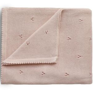 achetez Couverture tricotée en coton bio Pointelle Blush (100 x 80 cm) Mushie au meilleur prix en promo
