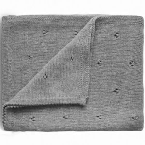achetez Couverture tricotée en coton bio Pointelle Gray melange (100 x 80 cm) Mushie au meilleur prix en promo