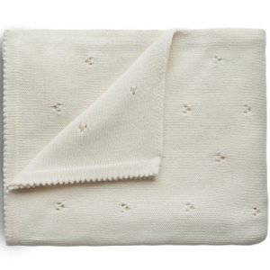 achetez Couverture tricotée en coton bio Pointelle Ivory (100 x 80 cm) Mushie au meilleur prix en promo
