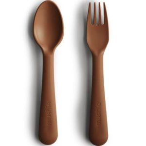 achetez Cuillère et fourchette Caramel Mushie au meilleur prix en promo