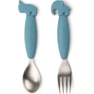 achetez Cuillère et fourchette Easy-grip Deer friends bleu Done by Deer au meilleur prix en promo