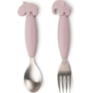 achetez Cuillère et fourchette Easy-grip Deer friends rose Done by Deer au meilleur prix en promo