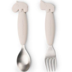 achetez Cuillère et fourchette Easy-grip Deer friends sable Done by Deer au meilleur prix en promo