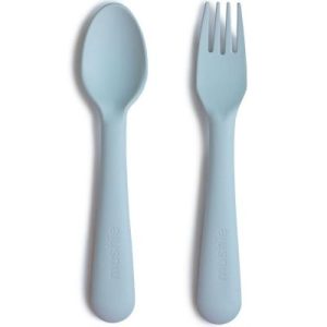 achetez Cuillère et fourchette Powder blue Mushie au meilleur prix en promo