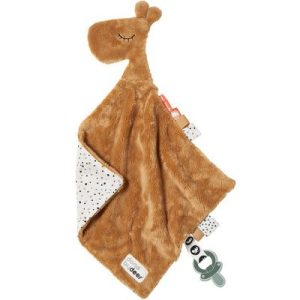 achetez Doudou plat attache sucette Raffi la girafe moutarde (30 cm) Done by Deer au meilleur prix en promo