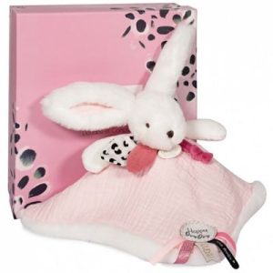 achetez Doudou plat avec coffret lapin rose Happy Blush Doudou et Compagnie au meilleur prix en promo