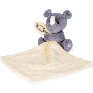 achetez Doudou plat en coton bio Rhinocéros WWF Kaloo au meilleur prix en promo