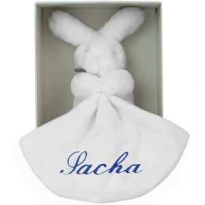 achetez Doudou plat lapin bleu (personnalisable) ANVIE au meilleur prix en promo