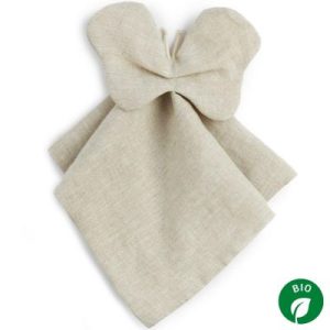 achetez Doudou plat papillon Lin français greige Nobodinoz au meilleur prix en promo