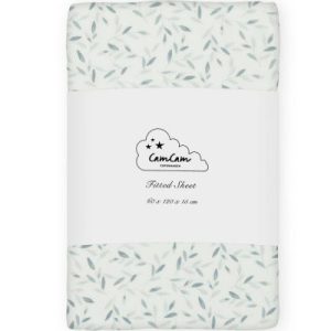 achetez Drap housse en coton bio Green Leaves (60 x 120 cm) Cam Cam Copenhagen au meilleur prix en promo
