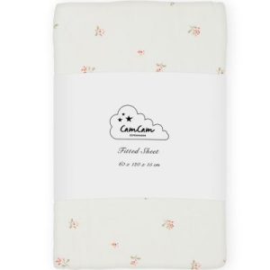 achetez Drap housse en coton bio Poppies Coquelicot (60 x 120 cm) Cam Cam Copenhagen au meilleur prix en promo