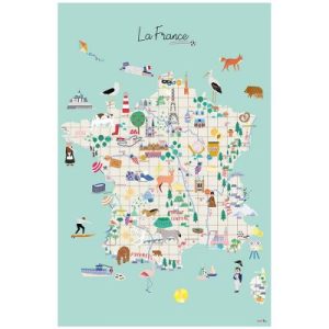 achetez Grande affiche Carte de France (60 x 40 cm) Mimi'lou au meilleur prix en promo