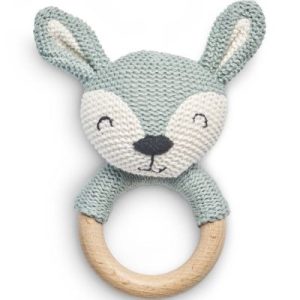 achetez Hochet anneau de dentition biche en tricot vert cendre Jollein au meilleur prix en promo