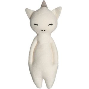 achetez Hochet en coton bio licorne blanche (17 cm) Fabelab au meilleur prix en promo