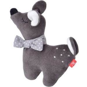 achetez Hochet peluche en coton bio gris Faon (17 cm) Kikadu au meilleur prix en promo