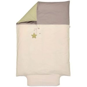 achetez Housse de couette en coton bio Pluie d'étoiles écru (100 x 140 cm) P'tit Basile au meilleur prix en promo