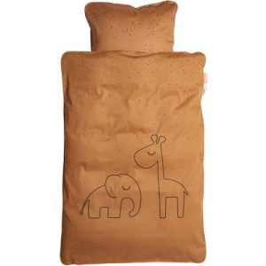 achetez Housse de couette et taie d'oreiller Dreamy dots moutarde (100 x 140 cm) Done by Deer au meilleur prix en promo