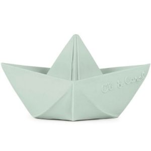 achetez Jouet de bain bateau origami latex d'hévéa vert d'eau Oli & Carol au meilleur prix en promo