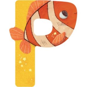 achetez Lettre P en bois Poisson clown orange Moulin Roty au meilleur prix en promo