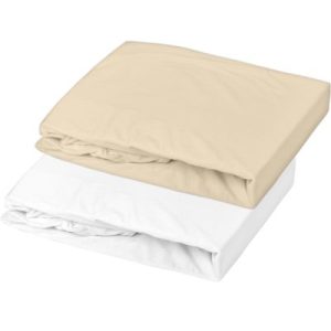 achetez Lot 2 draps housses jersey blanc et beige (60 x 120 cm) Domiva au meilleur prix en promo
