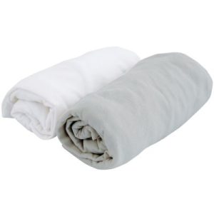 achetez Lot 2 draps housses jersey blanc et perle (70 x 140 cm)  Domiva au meilleur prix en promo