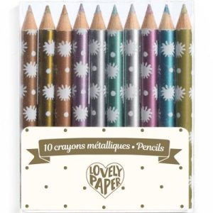 achetez Lot de 10 mini crayons de couleur métallisés Chic Djeco au meilleur prix en promo