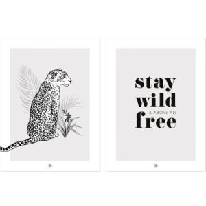 achetez Lot de 2 affiches Léopard Stay wild & free (30 x 40 cm) Lilipinso au meilleur prix en promo