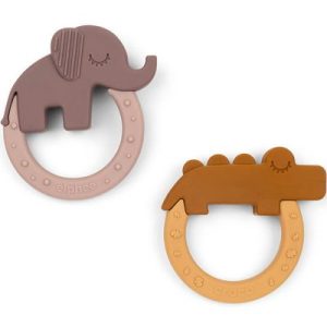 achetez Lot de 2 anneaux de dentition Deer friends moutarde et rose Done by Deer au meilleur prix en promo
