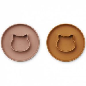 achetez Lot de 2 assiettes à compartiments Gordon chat dark rose mustard mix Liewood au meilleur prix en promo