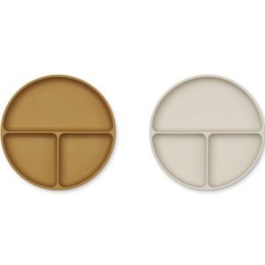 achetez Lot de 2 assiettes à compartiments Harvey Golden caramel sandy mix Liewood au meilleur prix en promo