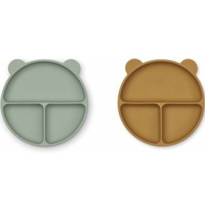 achetez Lot de 2 assiettes à compartiments Merrick Peppermint golden caramel mix Liewood au meilleur prix en promo