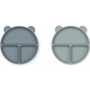achetez Lot de 2 assiettes à compartiments Merrick Whale blue mix Liewood au meilleur prix en promo