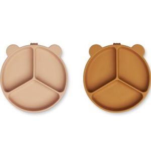 achetez Lot de 2 assiettes à compartiments ventouse Stacy Mustard tuscany rose mix Liewood au meilleur prix en promo