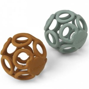 achetez Lot de 2 balles de dentition en silicone Jasmin mustard peppermint mix Liewood au meilleur prix en promo